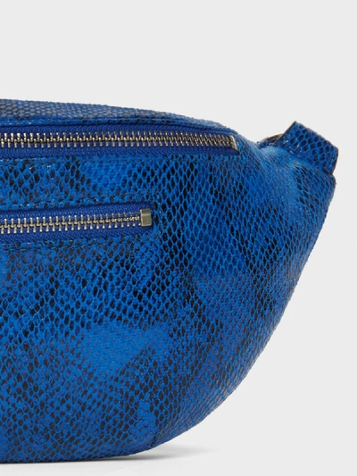 Shop Donna Karan Sally Snake-embossed Belt Bag In Royal Blue