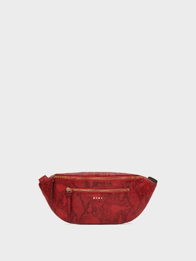 Shop Donna Karan Dkny Women's Sally Snake-embossed Belt Bag - In Bright Red