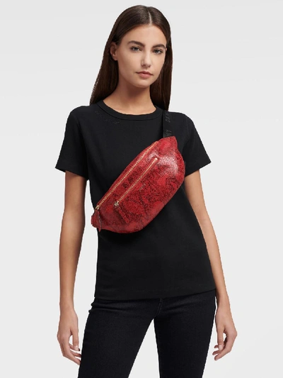 Shop Donna Karan Dkny Women's Sally Snake-embossed Belt Bag - In Bright Red