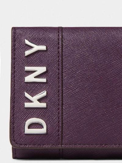 Shop Donna Karan Bedford Trifold Leather Wallet In Brinjal