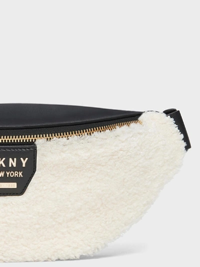 Shop Donna Karan Dkny Women's Shane Faux Shearling Belt Bag - In Ivory
