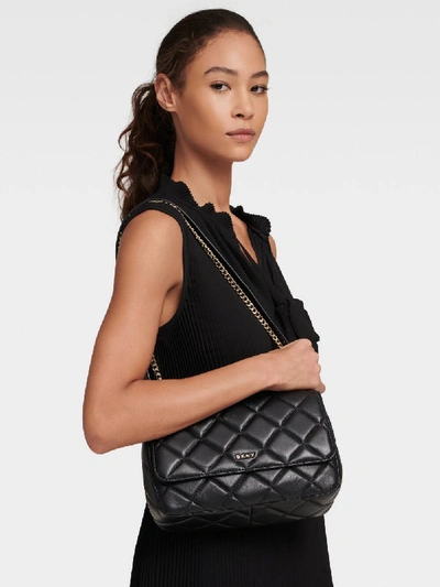 Shop Donna Karan Women's Lara Large Quilted Shoulder Bag In Black/gold