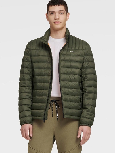 Shop Donna Karan Dkny Men's Packable Puffer Jacket - In Army Green