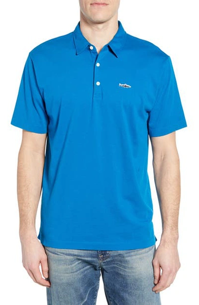 Shop Patagonia Trout Fitz Roy Regular Fit Organic Cotton Polo In Balkan Blue