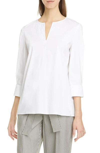 Shop Lafayette 148 Whalen Stretch Poplin Blouse In White