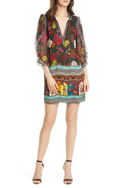 Shop Alice And Olivia Julius Ruffle Sleeve Minidress In Mona Multi/ Combo