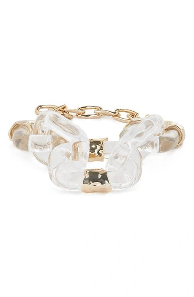 Shop Alexis Bittar Future Antiquity Crumpled Metal Soft Link Bracelet In Clear