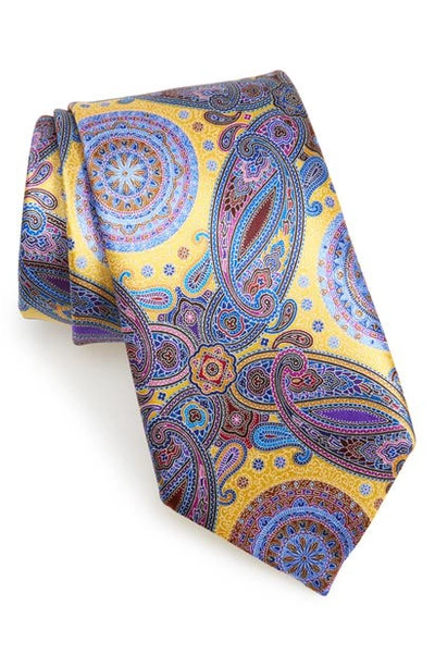 Shop Ermenegildo Zegna Venticinque Paisley Silk Tie In Yellow