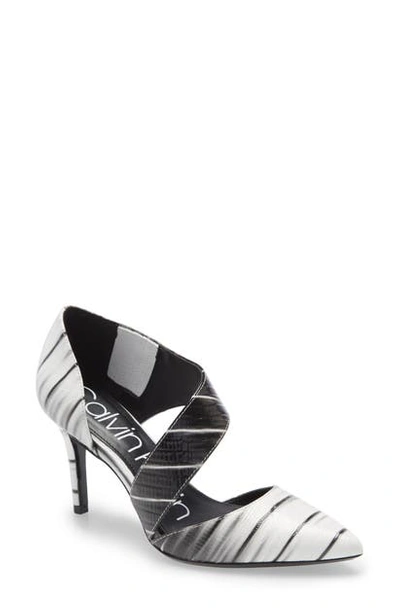 Shop Calvin Klein 'gella' Pointy Toe Pump In Black/ White Lizard Print