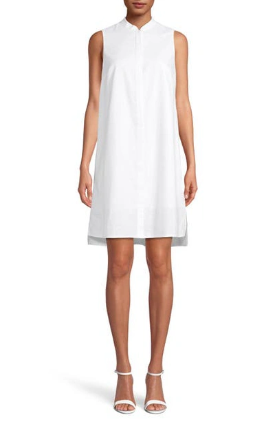 Shop Anne Klein Linen Trapeze Dress In White