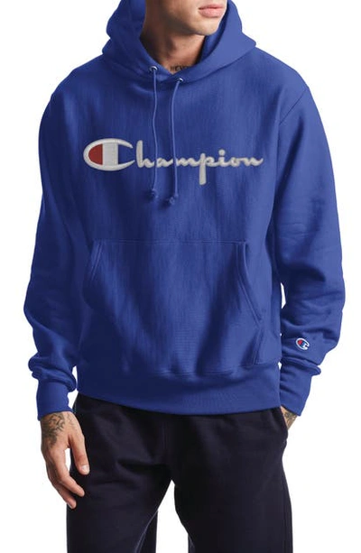 Shop Champion Reverse Weave Script Logo Graphic Hoodie In Surf The Web