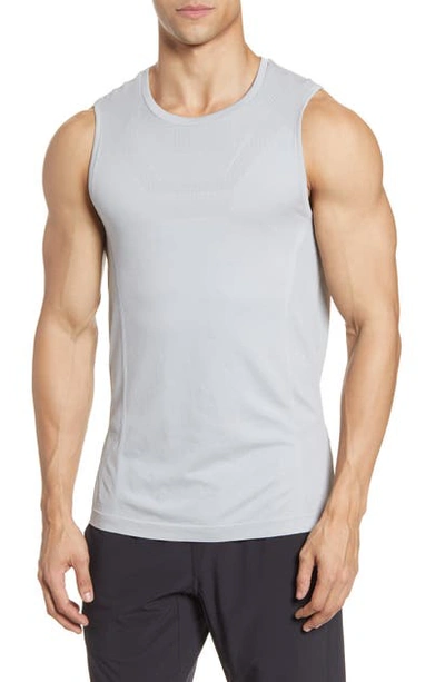 Shop Alo Yoga Amplify Seamless Muscle Tank In Athletic Heather Grey