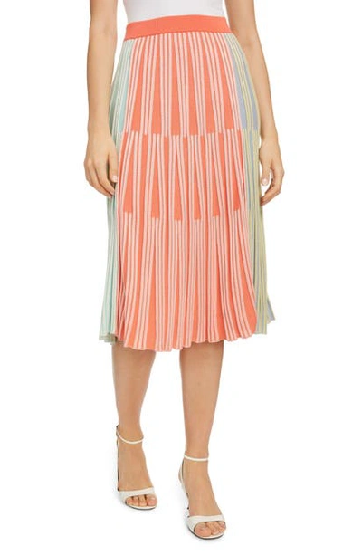 Shop Kenzo Colorblock Ribbed Midi Skirt In Multicolor