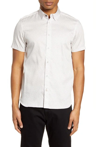 Shop Ted Baker Sortit Slim Fit Geo Short Sleeve Button-up Shirt In White