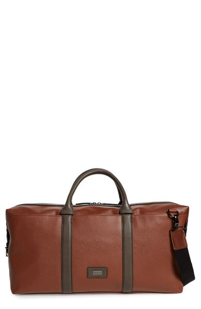 Shop Ted Baker Geome Faux Leather Duffle Bag In Tan