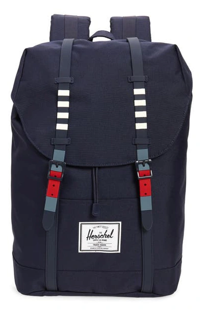Shop Herschel Supply Co Retreat Backpack In Malbu Stripe Peacoat