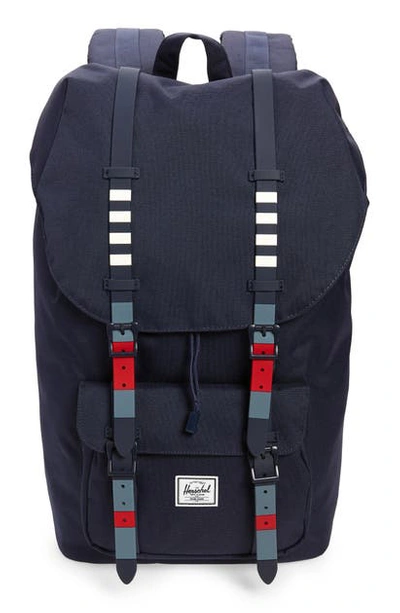 Shop Herschel Supply Co Little America Backpack In Malbu Stripe Peacoat