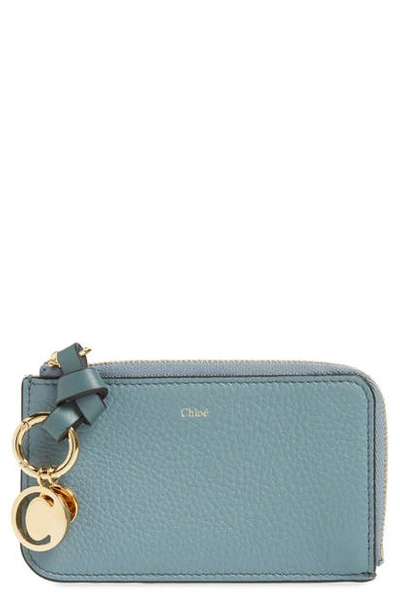 Shop Chloé Alphabet Leather Card Holder In Cloudy Blue
