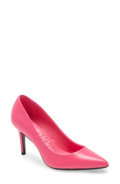 Shop Calvin Klein Gayle Pointed Toe Pump In Scuba Pink Leather