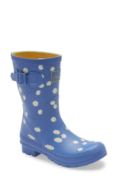 Shop Joules Molly Floral Print Welly Waterproof Rain Boot In Blue Daisy Rubber