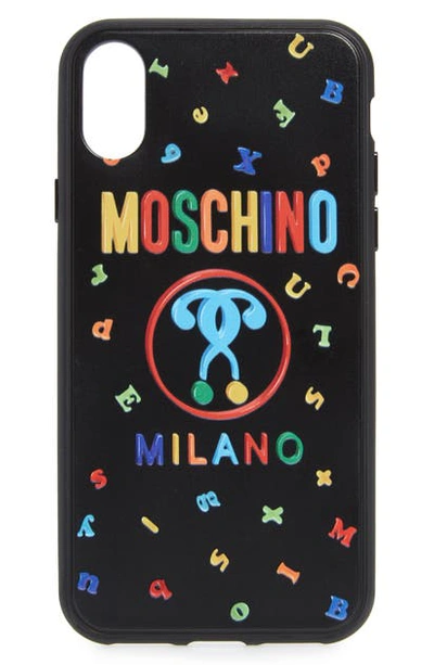 Shop Moschino Lettering Iphone X & Xs Max Case In Fantasy Print Black