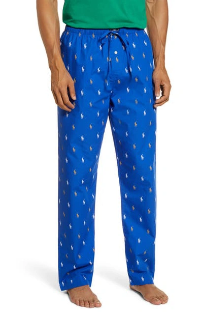 Shop Polo Ralph Lauren Pajama Pants In Blue Saturn