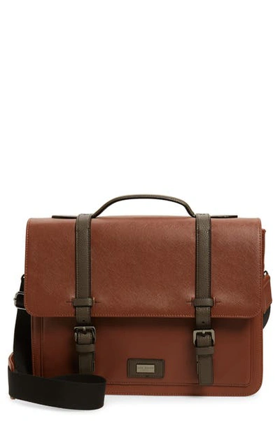 Shop Ted Baker Advntr Faux Leather Satchel In Tan