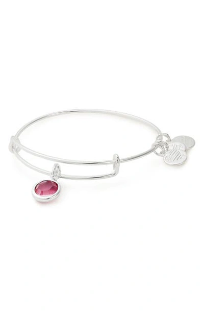 Shop Alex And Ani Color Code Adjustable Wire Bangle In October - Rose/ Silver