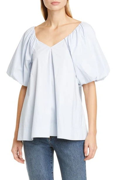 Shop Co Puff Sleeve Top In Blue
