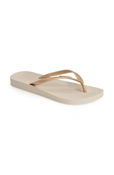 Shop Ipanema 'ana' Flip Flop In Beige/ Gold