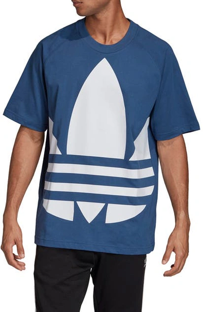 Shop Adidas Originals Big Trefoil Crewneck T-shirt In Night Marine