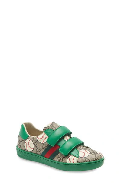 Shop Gucci Ace Baseball Print Gg Supreme Sneaker In Green