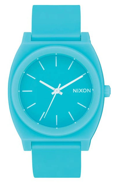Shop Nixon Time Teller P Polyurethane Strap Watch, 40mm In Mineral Jade