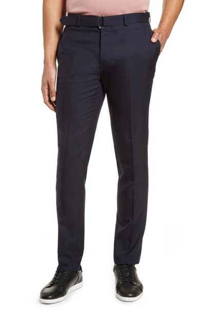 Shop Officine Generale Paul Slim Fit Wool Pants In Navy