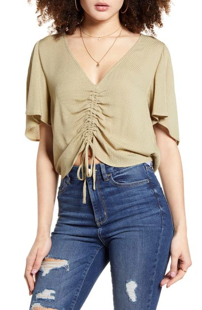 Shop Band Of Gypsies Toulon Ruched Top In Sage