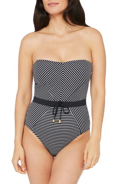 Shop La Blanca Pin Bandeau One-piece Swimsuit In Black And White