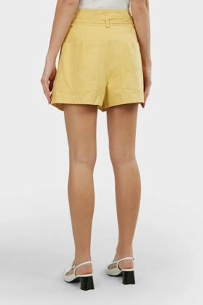 Shop Isabel Marant Ike Paperbag-waist Cotton Shorts In Yellow