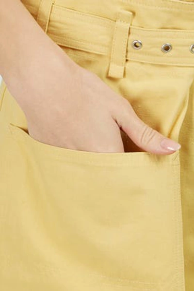 Shop Isabel Marant Ike Paperbag-waist Cotton Shorts In Yellow