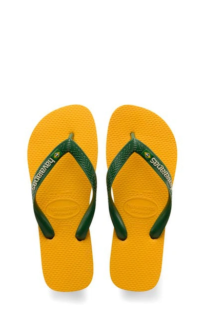 Shop Havaianas 'brazil Logo' Flip Flop In Banana Yellow