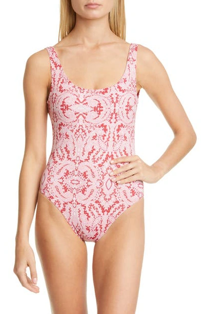 Shop Etro Paisley Print One-piece Swimsuit In Navy