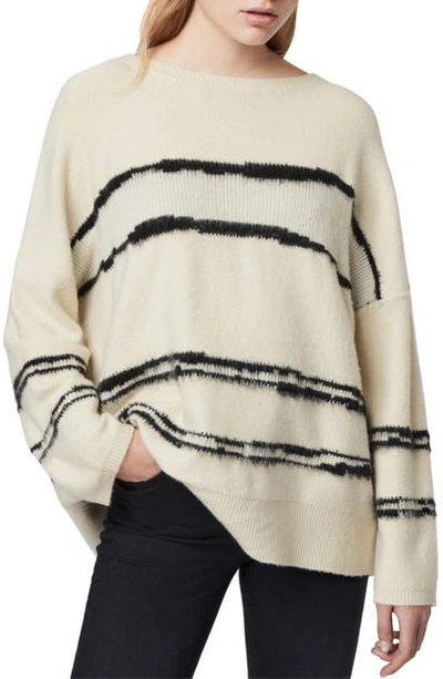 Shop Allsaints Tara Stripe Mixed Stitch Sweater In Cream/ Black