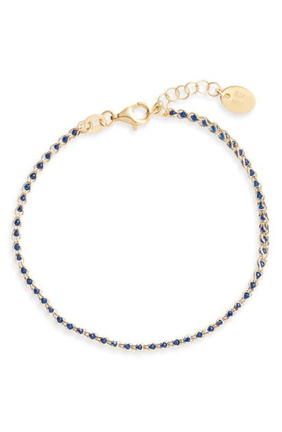 Shop Argento Vivo Caged Crystal Bracelet In Gold/ Blue