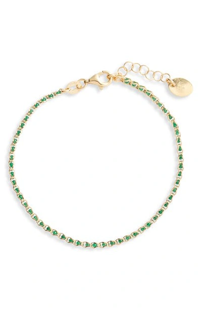 Shop Argento Vivo Caged Crystal Bracelet In Gold/ Emerald Green
