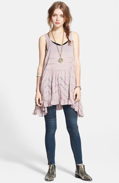 Shop Free People Swingy Lace Inset Tunic In Misty Pink