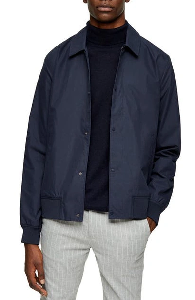 Shop Topman Papertouch Classic Fit Bomber Jacket In Navy Blue