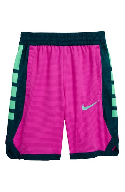 Shop Nike Kids' Dry Elite Basketball Shorts In Fire Pink/ Midnight Turq