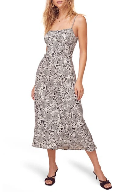 Shop Astr Sleeveless Midi Dress In Black/ White Collage