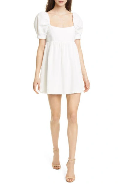 Shop Alice And Olivia Bauery Puff Sleeve Babydoll Dress In White