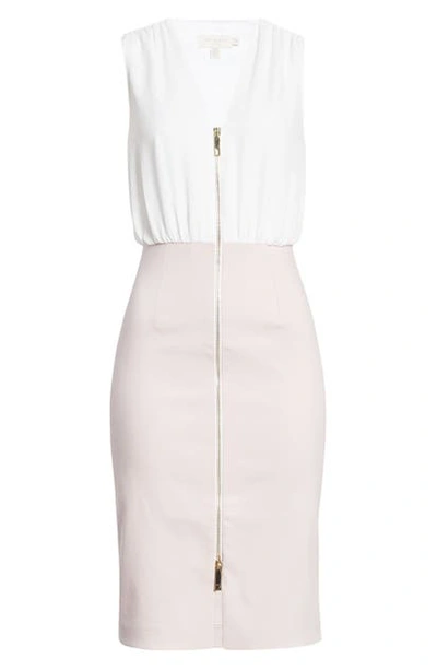 Shop Ted Baker Annise Exposed Zip Sleeveless Dress In Light Pink