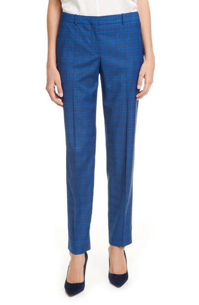 Shop Hugo Boss Tiluni1 Slim Fit Check Wool Trousers In Pacific Fantasy